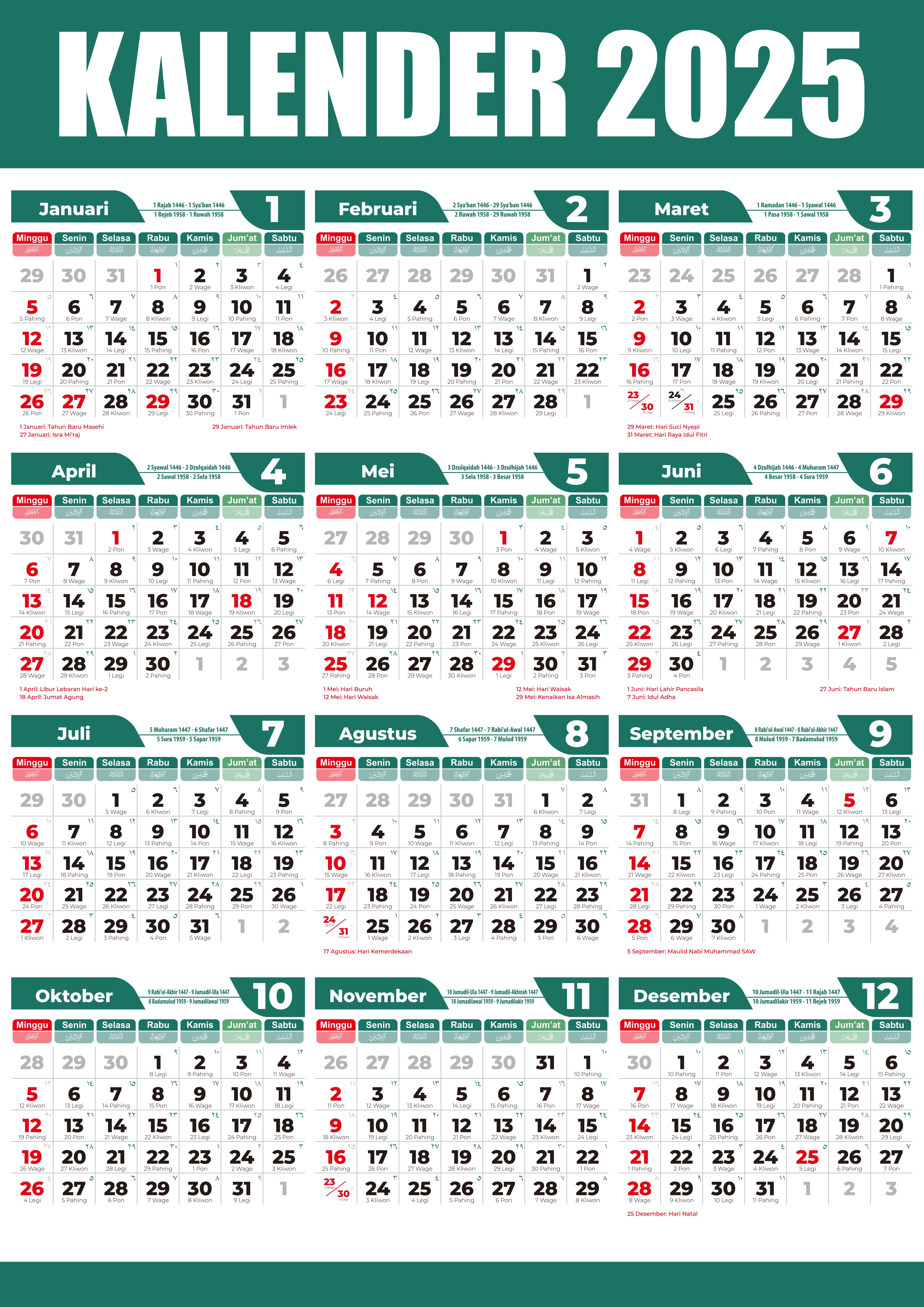 Download Kalender 2025 Angka Besar - Ellie Hesther