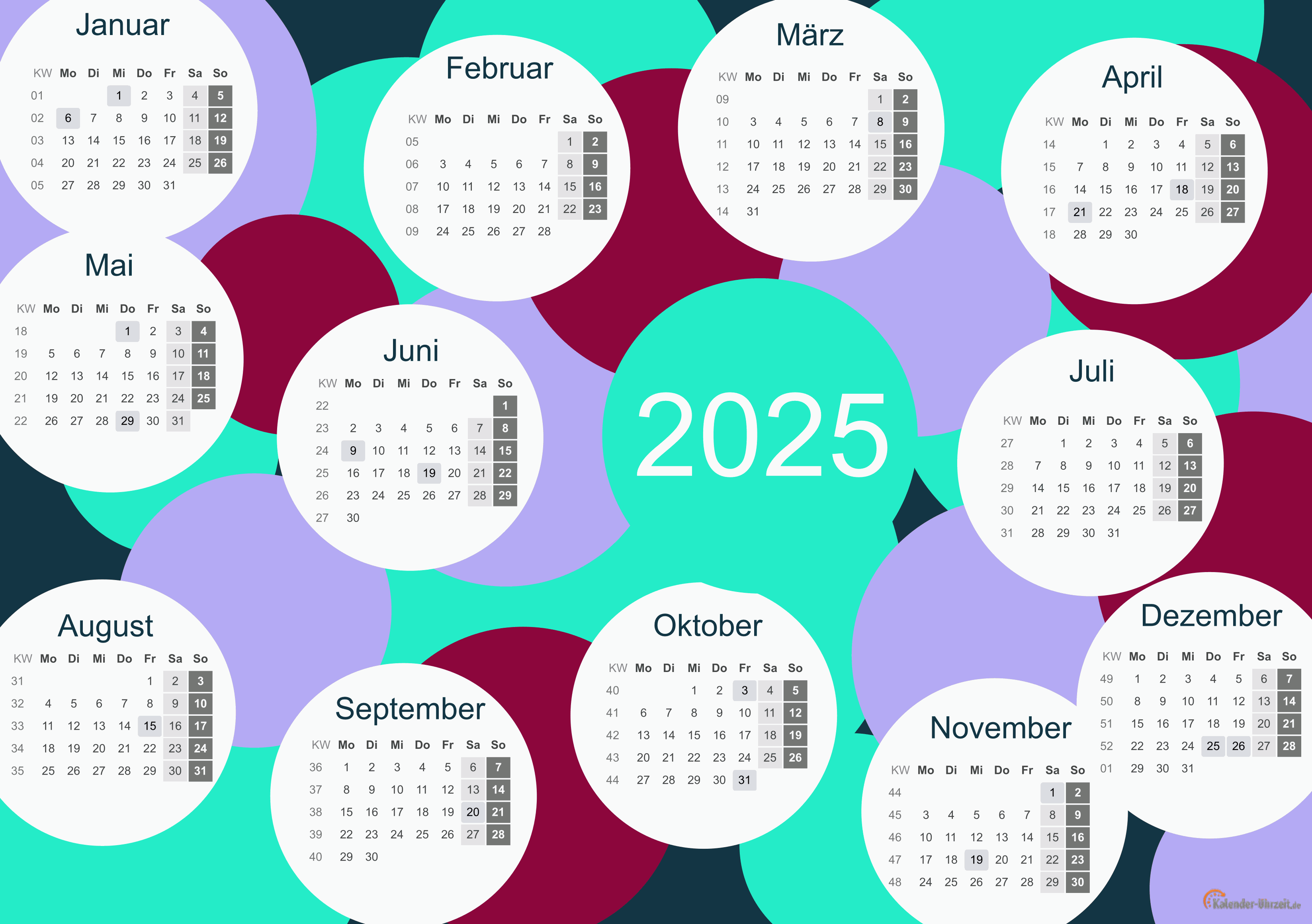 KALENDER 2025 ZUM AUSDRUCKEN - KOSTENLOS