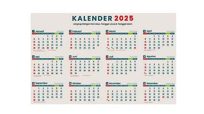 Kalender 2025 Lengkap dengan Tanggal Merah Libur Nasional, Cuti Bersama