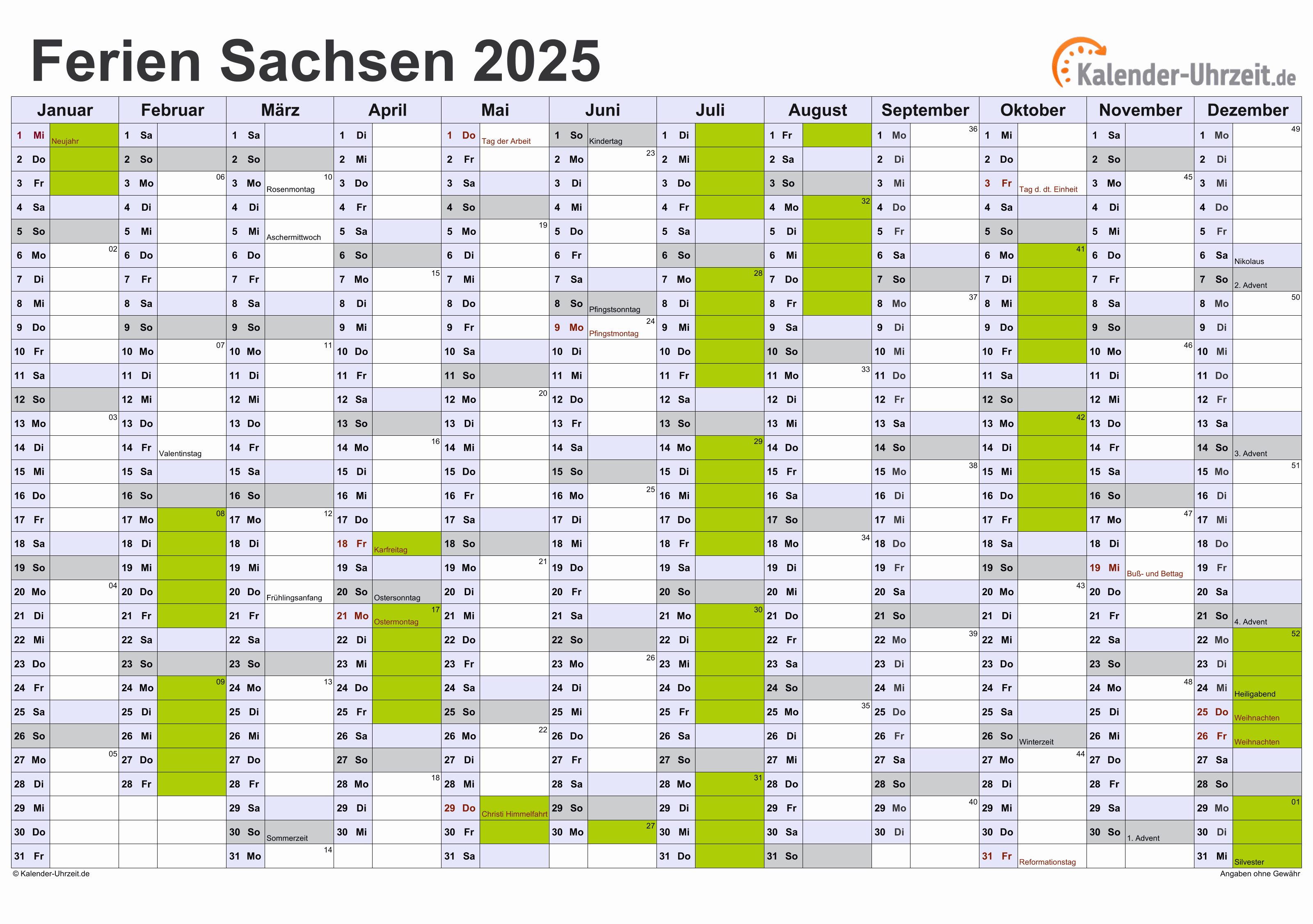 Der Kalender Sachsen 2025 Mit Ferien: Ein Leitfaden Für Planung Und