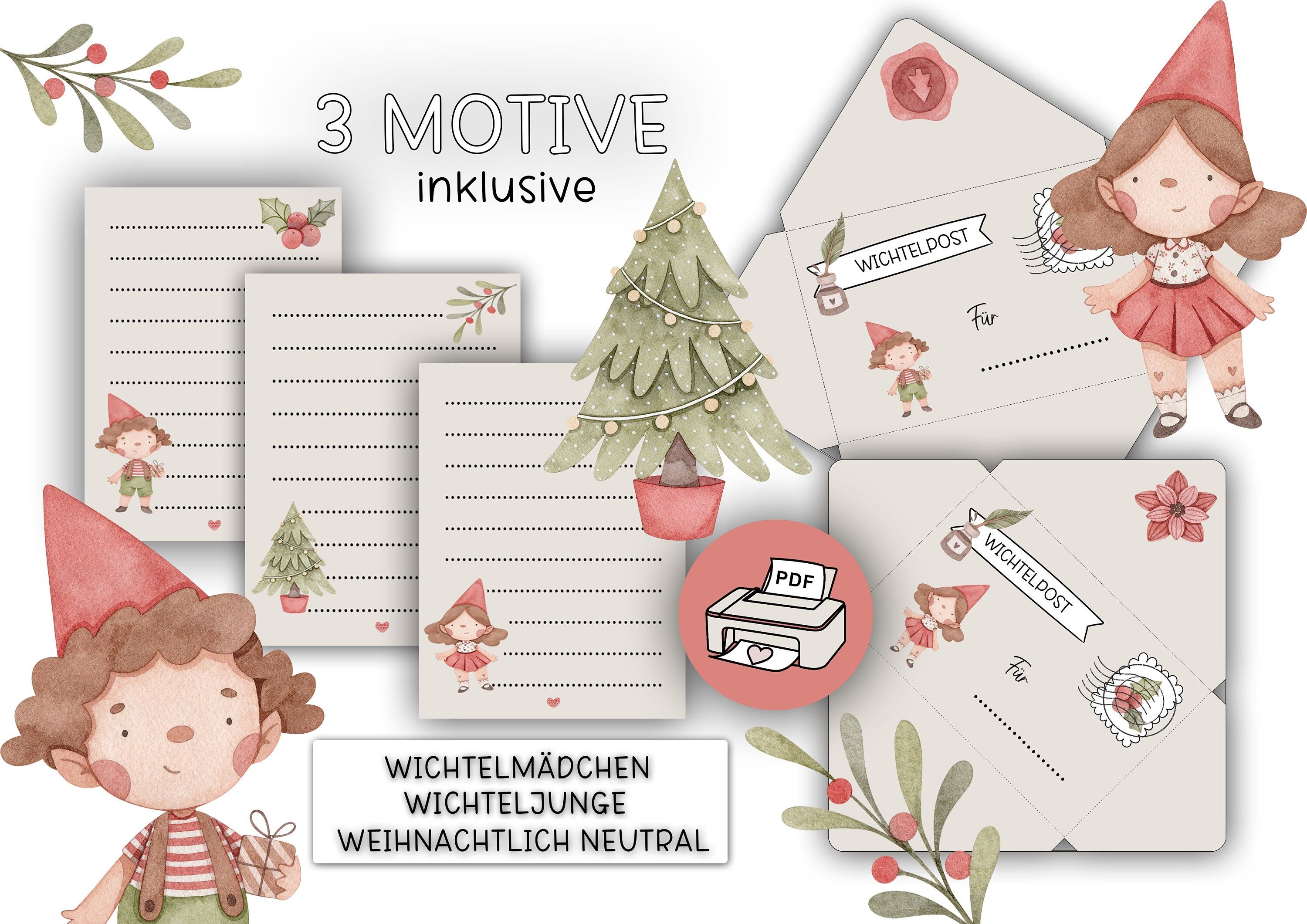 Wichtelbriefe zum Ausdrucken, Wichtelpost, Weihnachtswichtel, DIY