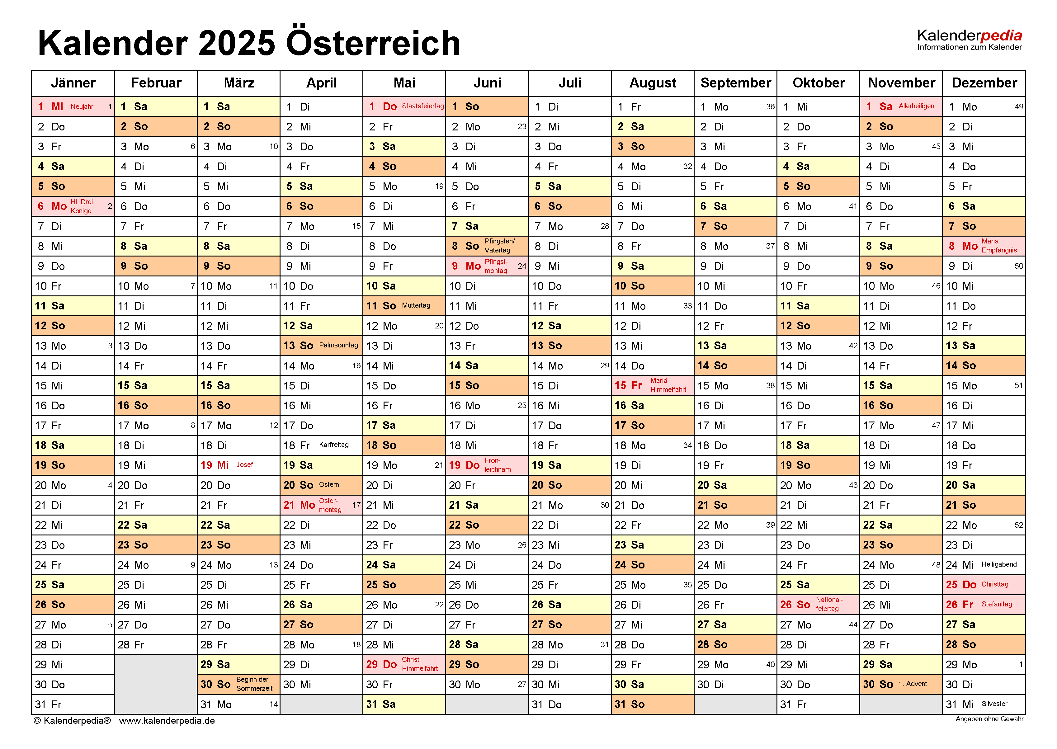 Feiertage In Österreich 2025: Ein Überblick - Kalender Online 2025